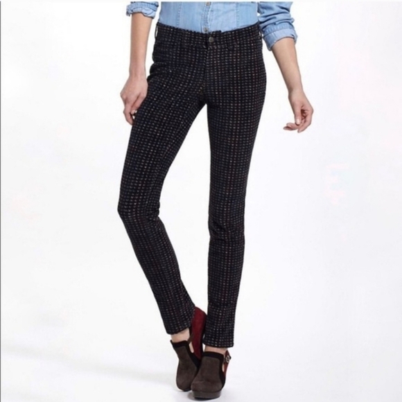 Pilcro Letterpress Corduroy Fit/ Serif Black Multi Anthropology Pants Size 26 - Picture 1 of 11